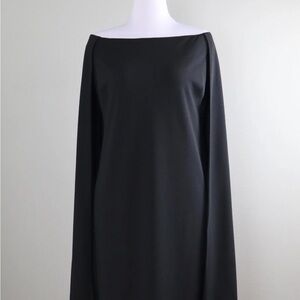 Adrianna Papell Black Off the Shoulder Cape Dress